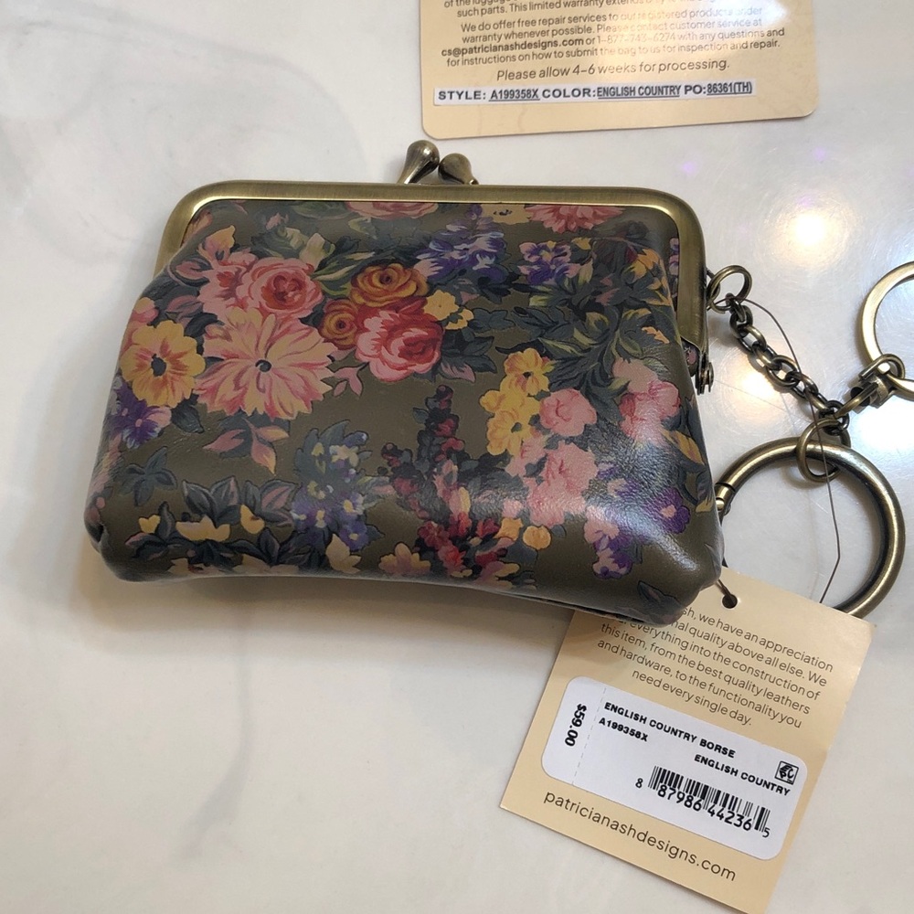 Patricia Nash Borse Leather Coin Purse English Country Print NWT & Card - Picture 9 of 16